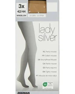 Lady silver Collant - Wineblush<Zeeman Clearance